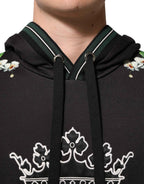 Dolce & Gabbana KING Black Orchid Floral Crown Logo Hoodie Sweater