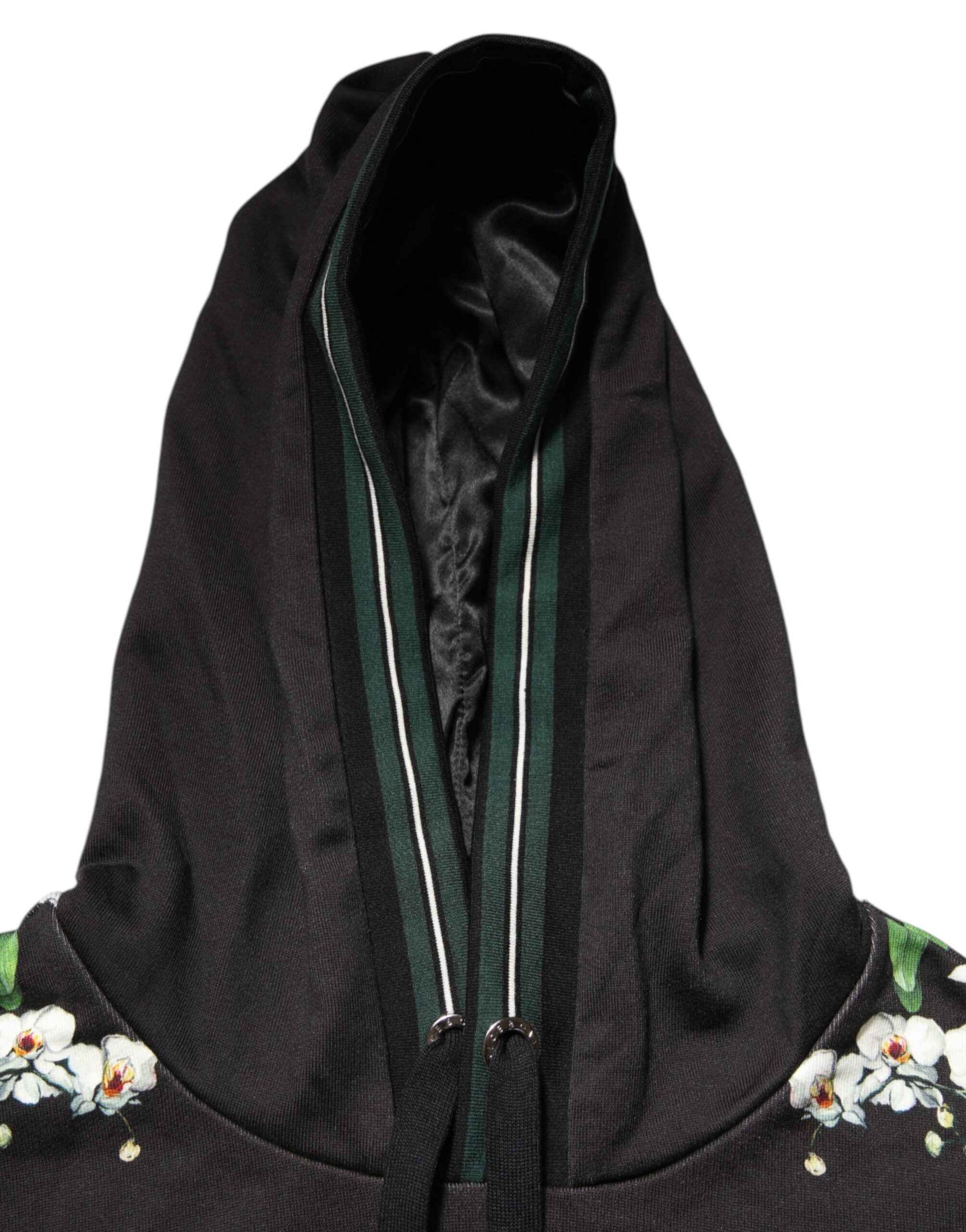 Dolce & Gabbana KING Black Orchid Floral Crown Logo Hoodie Sweater