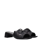 Prada Black Leather Flat Sandals
