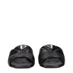 Prada Black Leather Flat Sandals