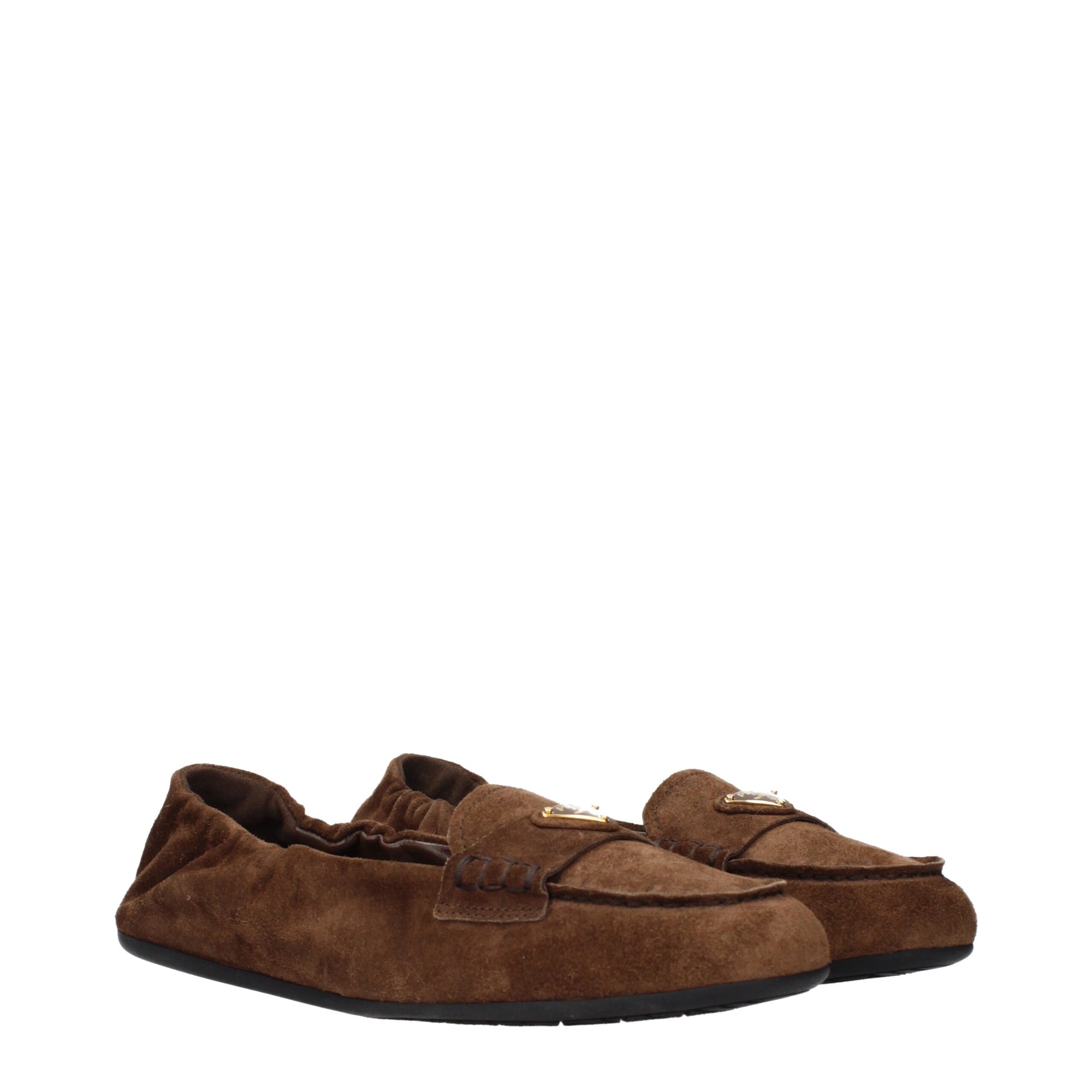 Prada Brown Leather Slip-On Loafers