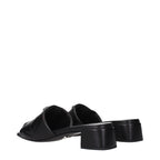 Prada Black Leather Flat Sandals