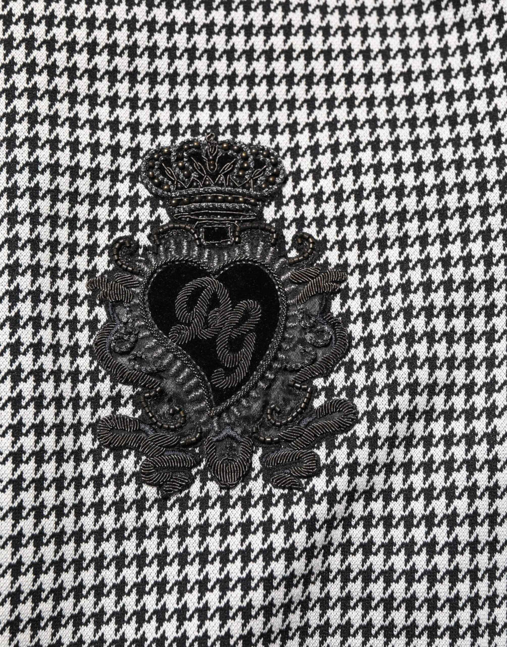 Dolce & Gabbana Black White Houndstooth Wool Crest Jacket Sweater