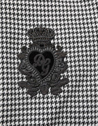 Dolce & Gabbana Black White Houndstooth Wool Crest Jacket Sweater