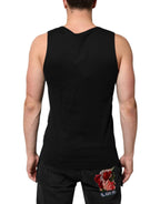 Dolce & Gabbana Black Cotton Sleeveless Tank Top DG Logo Men T-shirt