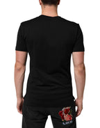 Dolce & Gabbana Black Cotton Velvet Logo Print Men T-shirt