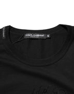 Dolce & Gabbana Black Cotton Velvet Logo Print Men T-shirt