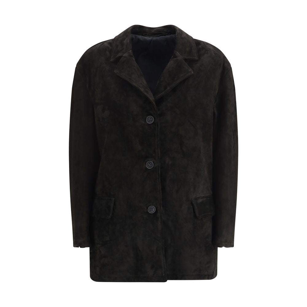 Salvatore Santoro Black Calf Leather Bos Taurus Coat