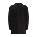 Salvatore Santoro Black Calf Leather Bos Taurus Coat