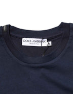 Dolce & Gabbana Dark Blue Cotton DG Logo Print Men’s Top T-shirt