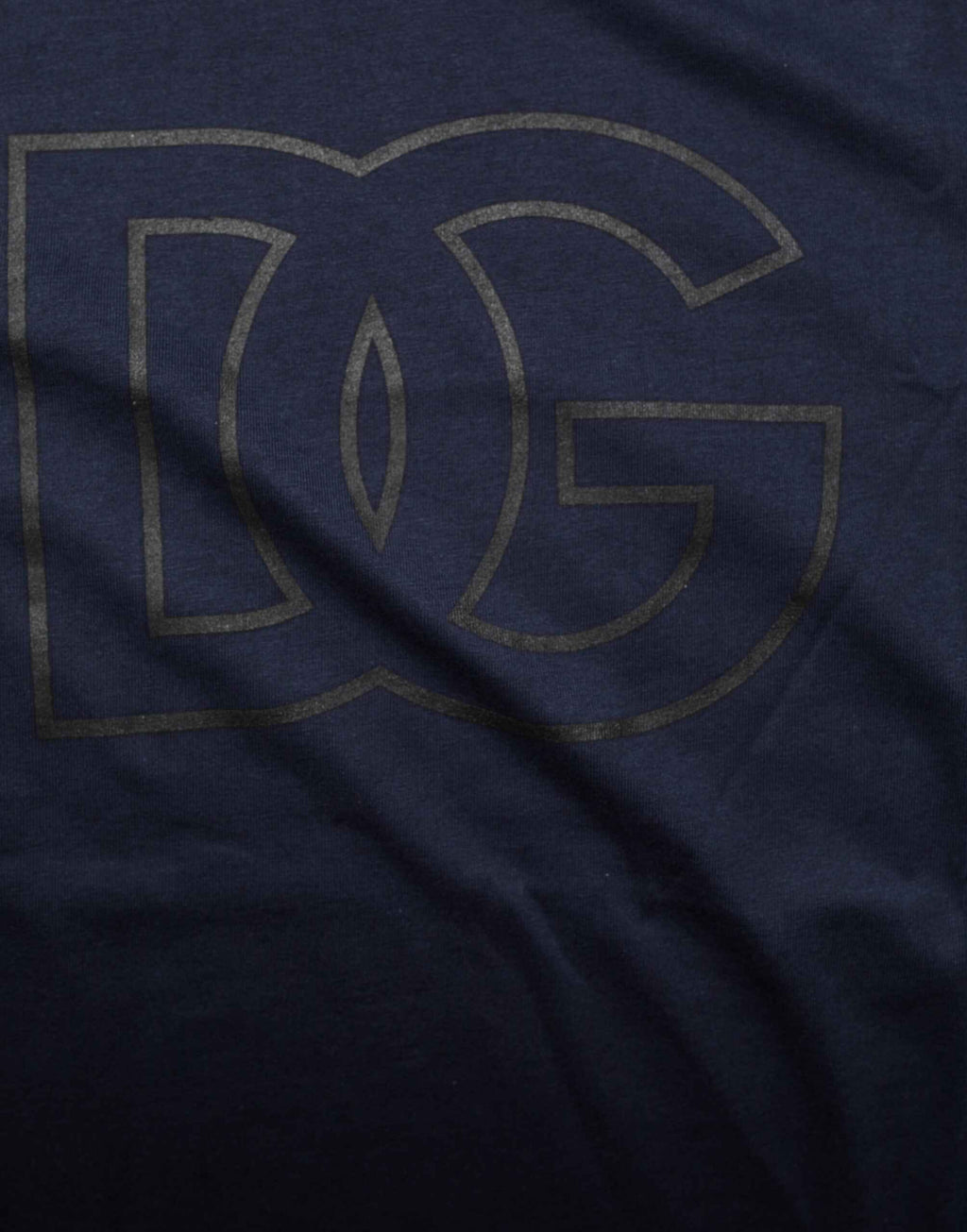 Dolce & Gabbana Dark Blue Cotton DG Logo Print Men’s Top T-shirt