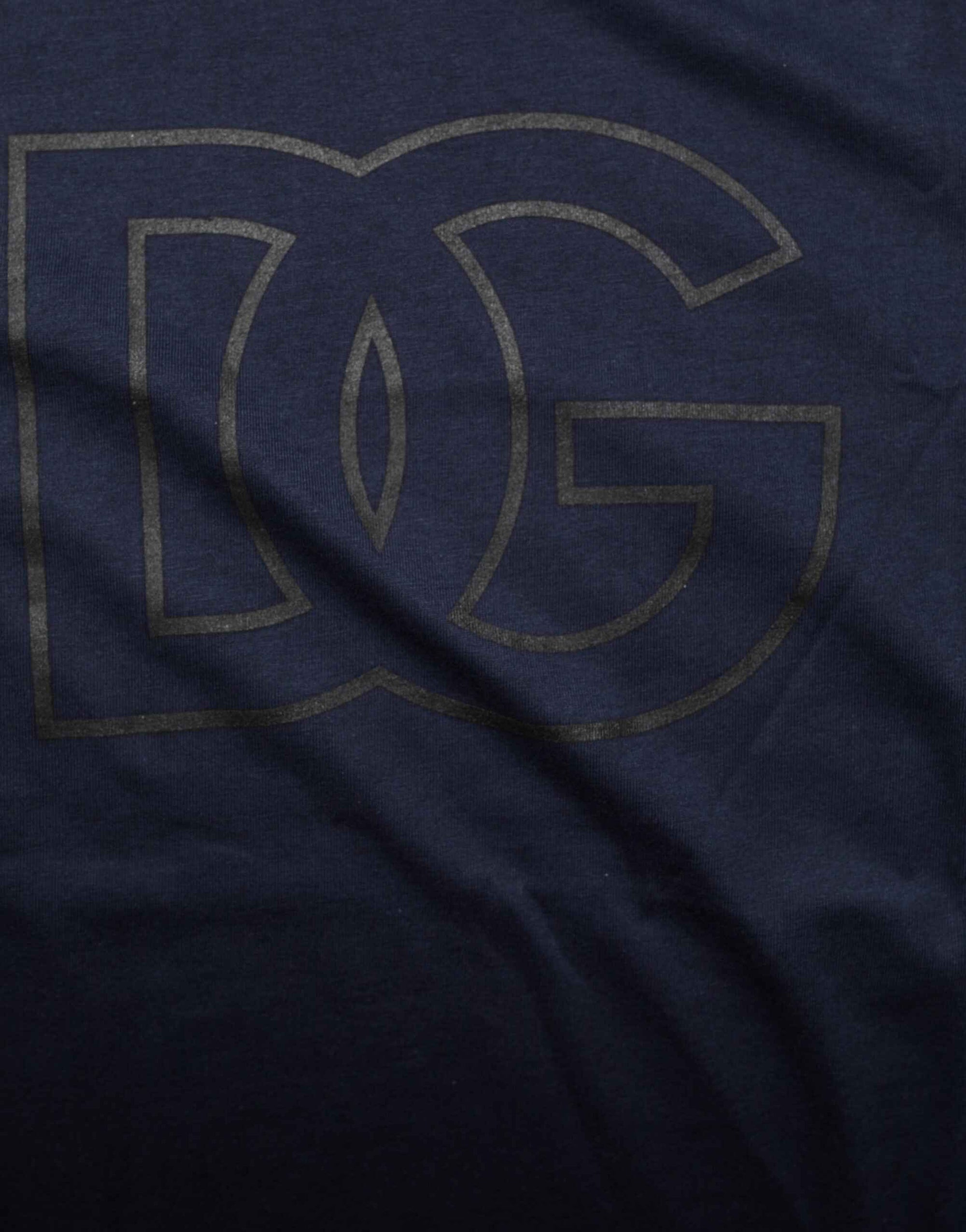 Dolce & Gabbana Dark Blue Cotton DG Logo Print Men’s Top T-shirt