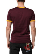Dolce & Gabbana Burgundy Cotton DG Super King Logo T-Shirt