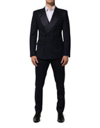 Dolce & Gabbana Black Wool 3 Piece Slim Fit Formal Men Suit