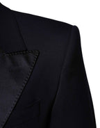 Dolce & Gabbana Black Wool 3 Piece Slim Fit Formal Men Suit