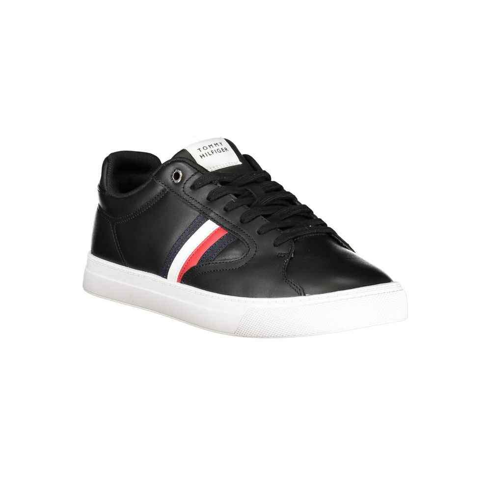 Tommy Hilfiger Black Leather Men Sneaker