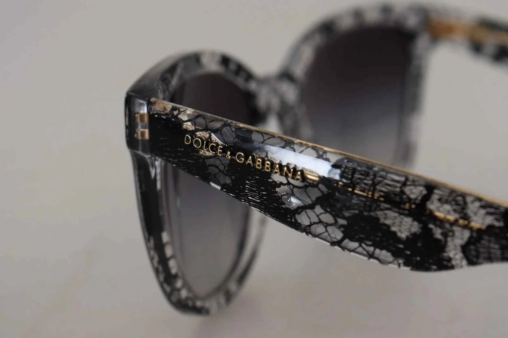 Dolce & Gabbana DG4190 Black Lace Acetate Crystal Round Sunglasses