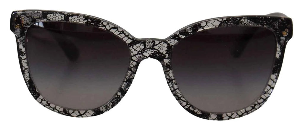 Dolce & Gabbana DG4190 Black Lace Acetate Crystal Round Sunglasses