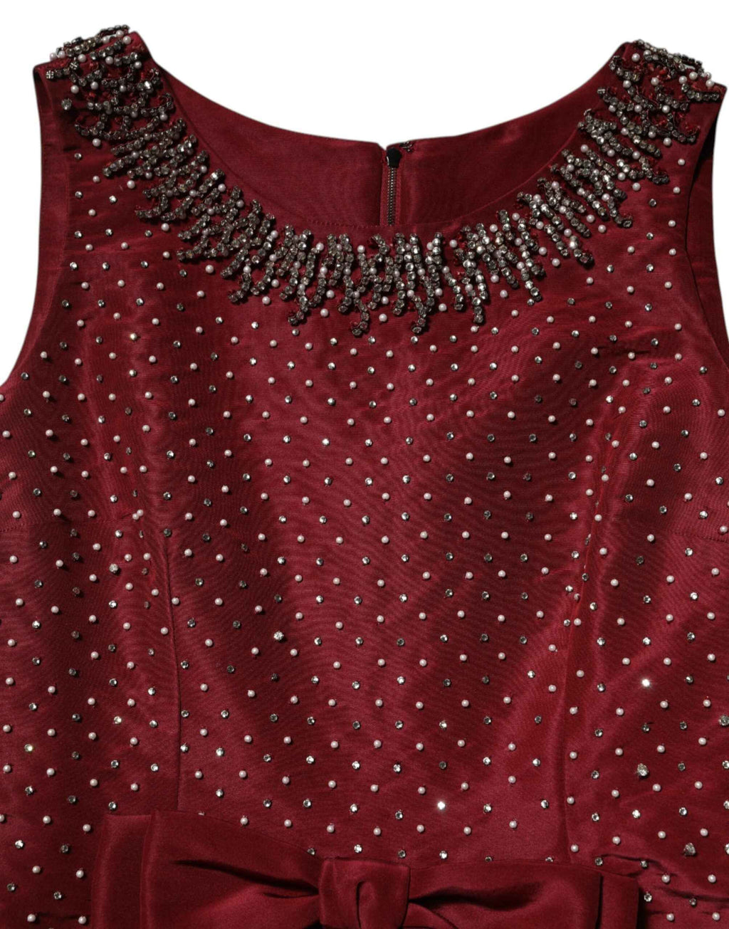 Dolce & Gabbana Burgundy Silk Beaded Evening Gown Dress