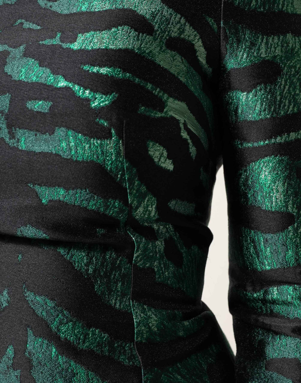 Dolce & Gabbana Black Green Metallic Jacquard Mini Long Dress