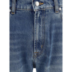 7FOR Blue Cotton Straight-Leg Jeans