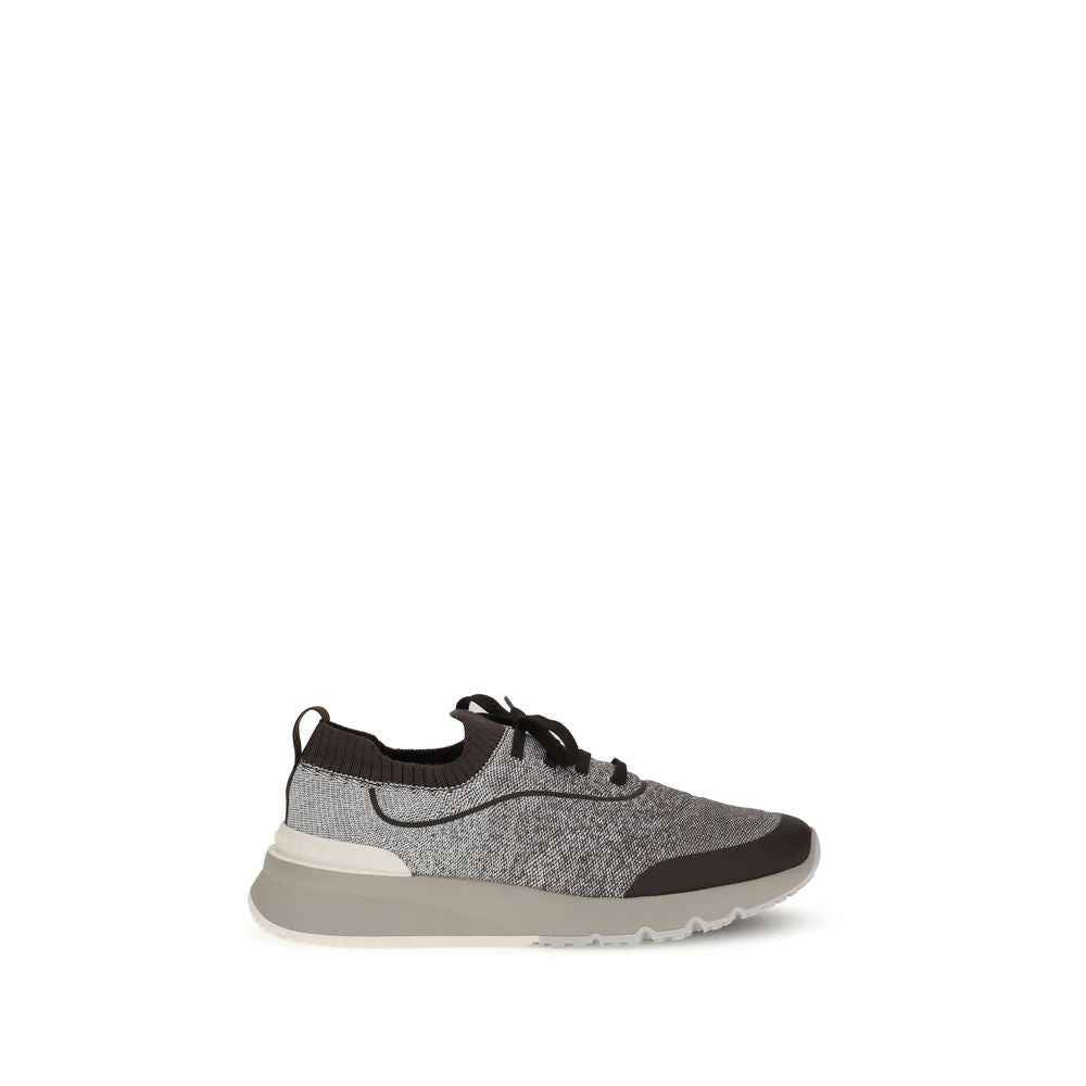 Brunello Cucinelli Gray Cotton Athletic Sneakers