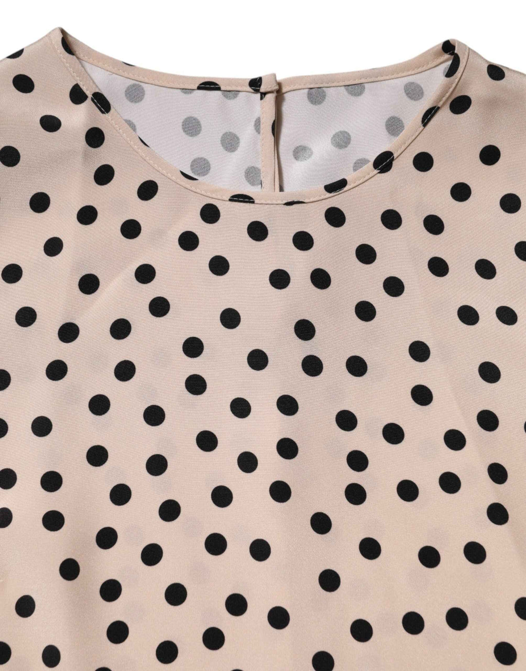 Dolce & Gabbana Beige Black Polka Dot Silk Short Sleeve Blouse Top