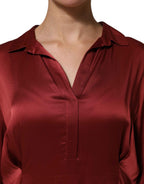 Fabiana Filippi Burgundy Acetate Viscose Satin Long Dress