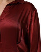 Fabiana Filippi Burgundy Acetate Viscose Satin Long Dress