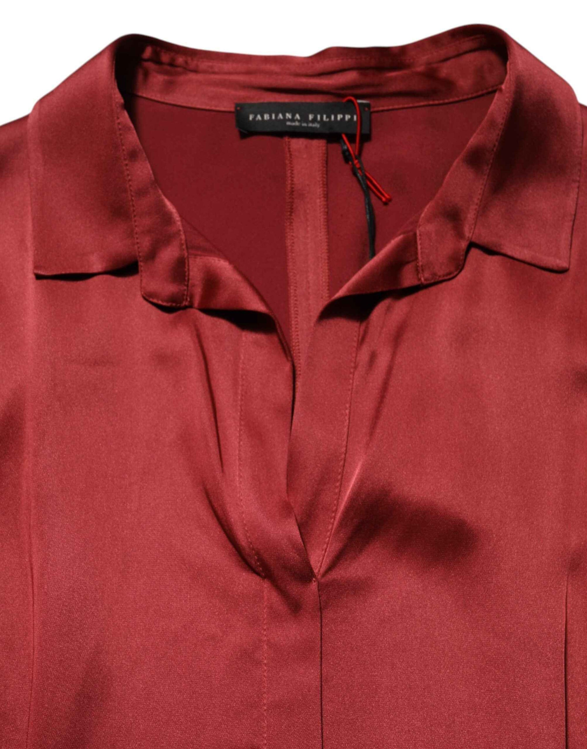 Fabiana Filippi Burgundy Acetate Viscose Satin Long Dress