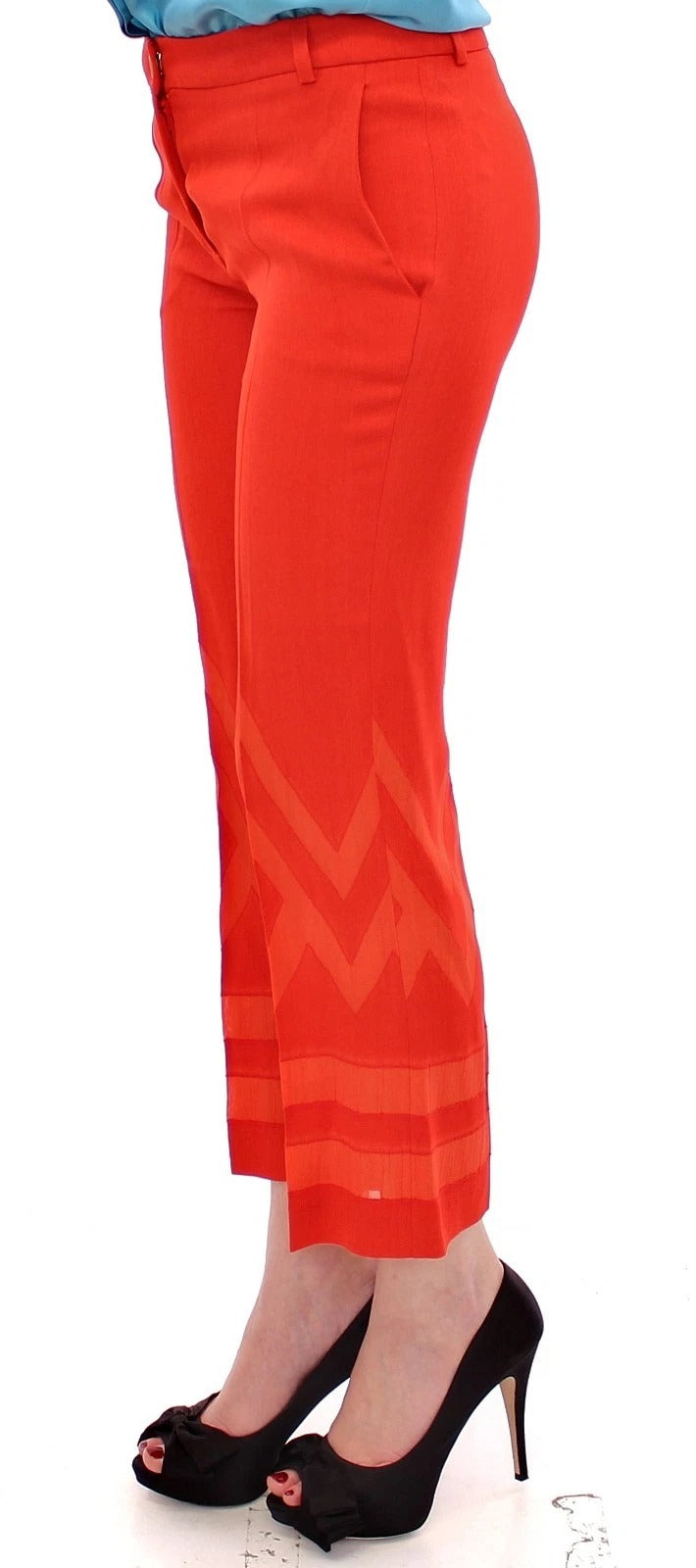 Versace Collection Red Pants Cropped 3/4 Short Nude Capri Pants