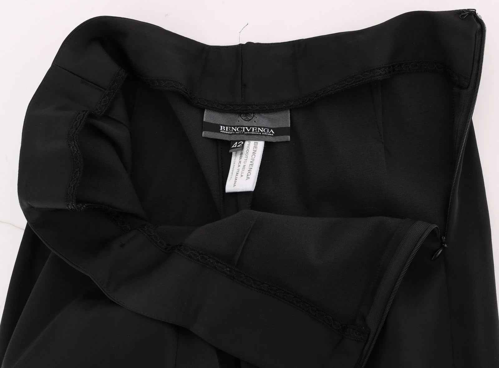 BENCIVENGA Black Stretch Straight Fit Dress Trousers Pants