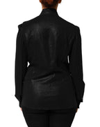 Dolce & Gabbana Black Viscose Long Sleeve Tie Neck Blouse Top