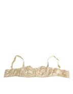 Dolce & Gabbana Cream Satin Blend Balconette Bra Underwear