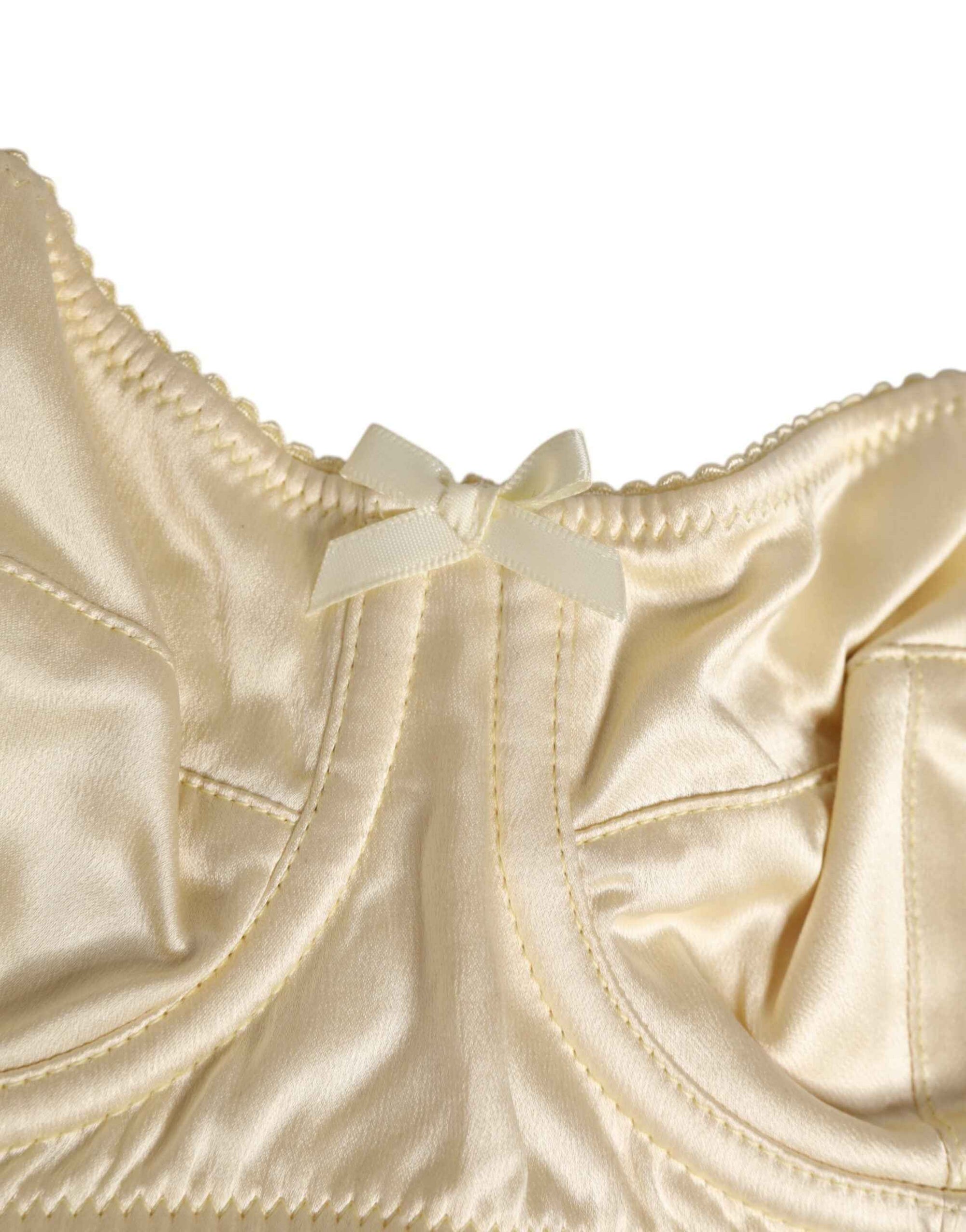 Dolce & Gabbana Cream Satin Blend Balconette Bra Underwear