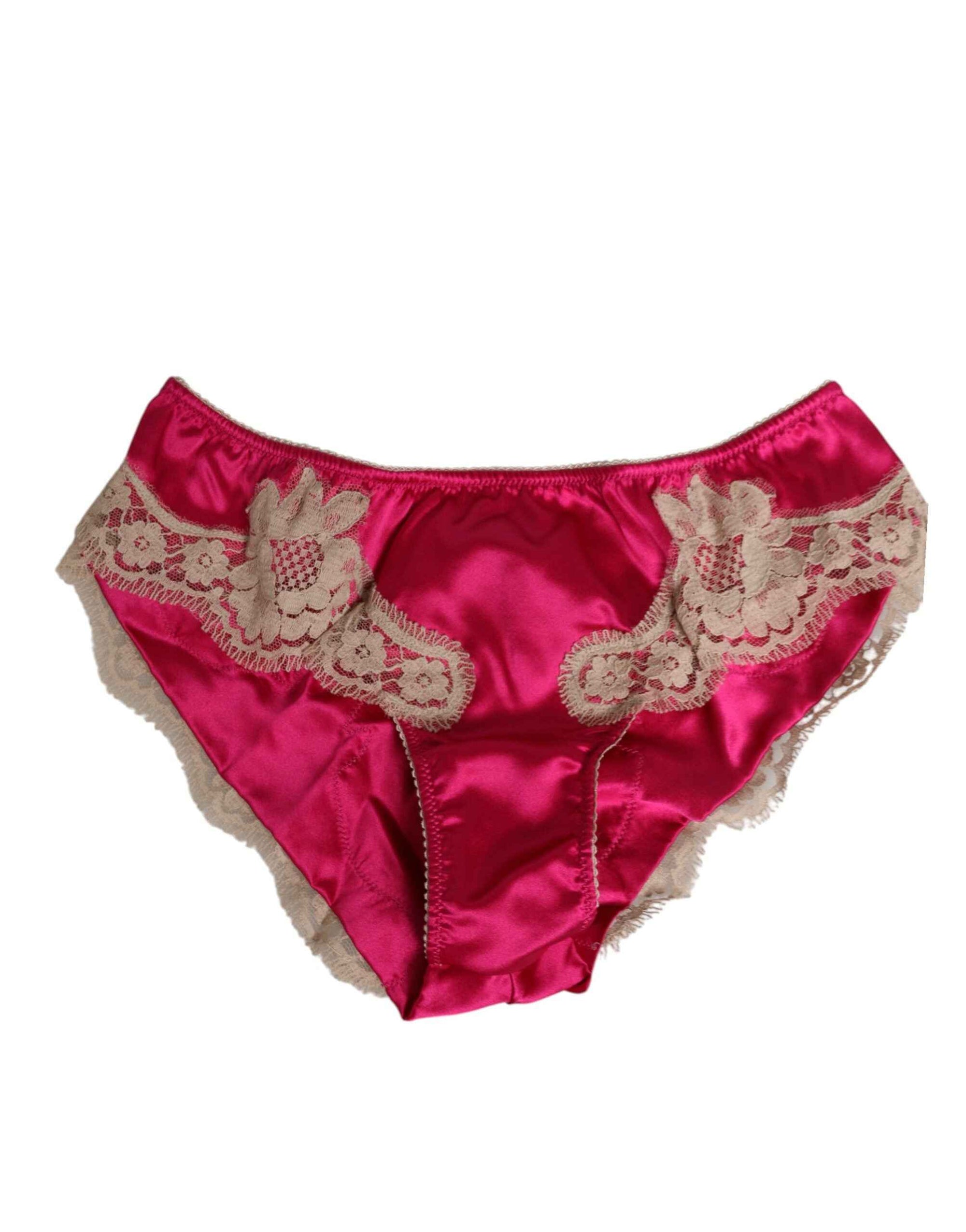 Dolce & Gabbana Pink Silk Satin Lace Trim New Slip Underwear