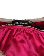Dolce & Gabbana Pink Silk Satin Lace Trim New Slip Underwear
