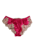Dolce & Gabbana Pink Silk Satin Lace Trim New Slip Underwear
