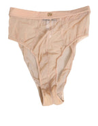 Dolce & Gabbana Beige Sheer Mesh High Waist Panty Underwear