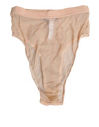 Dolce & Gabbana Beige Sheer Mesh High Waist Panty Underwear
