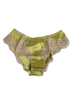 Dolce & Gabbana Green Silk Satin Lace Trim New Slip Underwear
