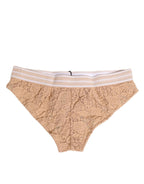 Dolce & Gabbana Beige Lace Brasiliano Briefs Logo Waistband Underwear
