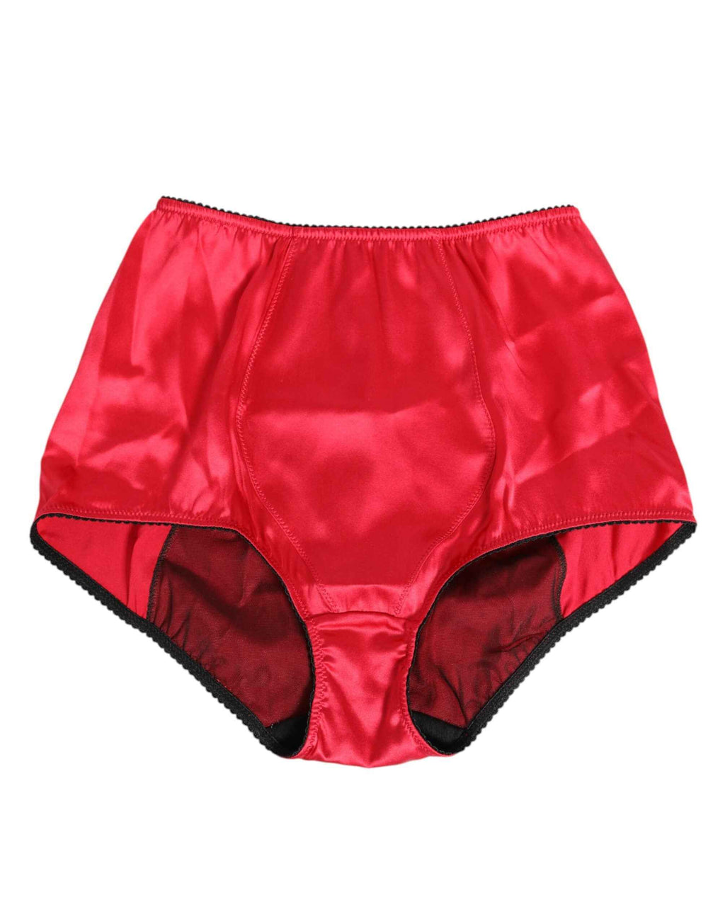 Dolce & Gabbana Red Silk Satin High-Waist Briefs Underwear