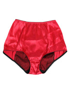 Dolce & Gabbana Red Silk Satin High-Waist Briefs Underwear