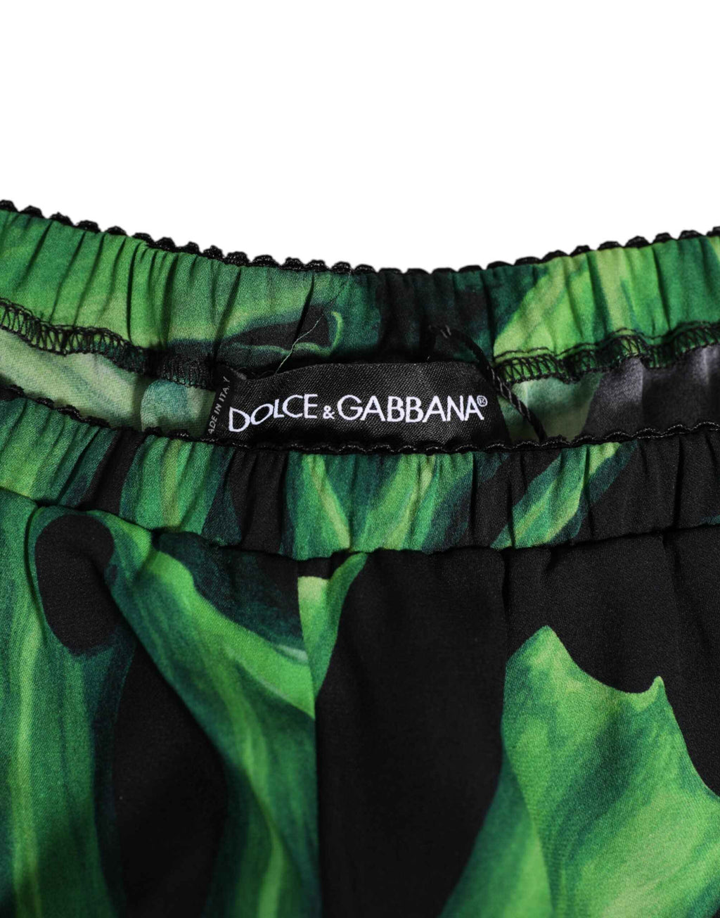 Dolce & Gabbana Black Green Tropical Print Lace Underwear