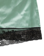 Dolce & Gabbana Water Green Satin Black Lace Trim Underwear