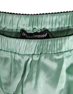 Dolce & Gabbana Water Green Satin Black Lace Trim Underwear