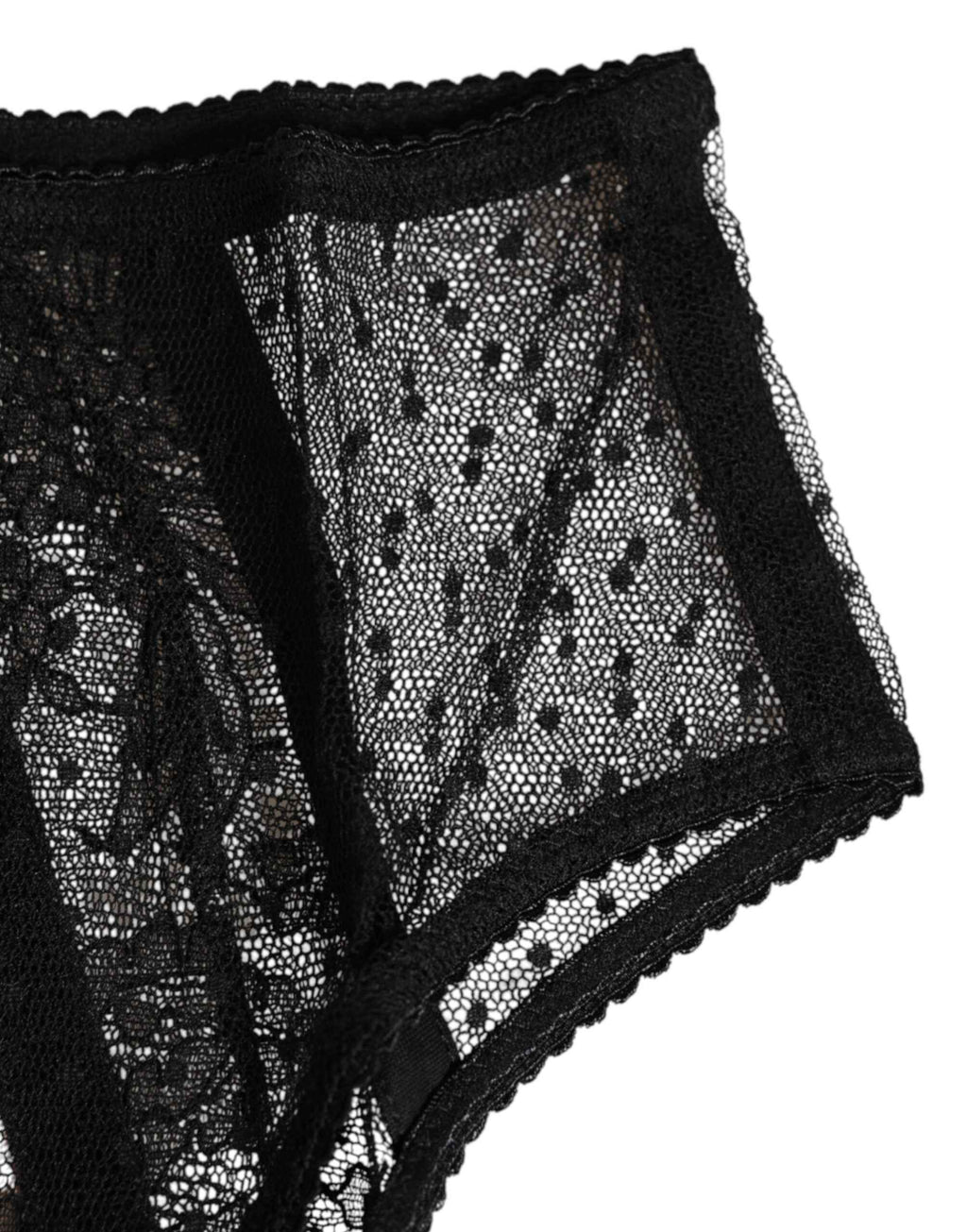Dolce & Gabbana Black Floral Lace Sheer Mesh High Waist Underwear