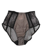Dolce & Gabbana Black Sheer Polka Dot Lace High Waist Underwear