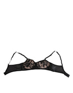 Dolce & Gabbana Black Nude Floral Lace Sheer Bra Underwear